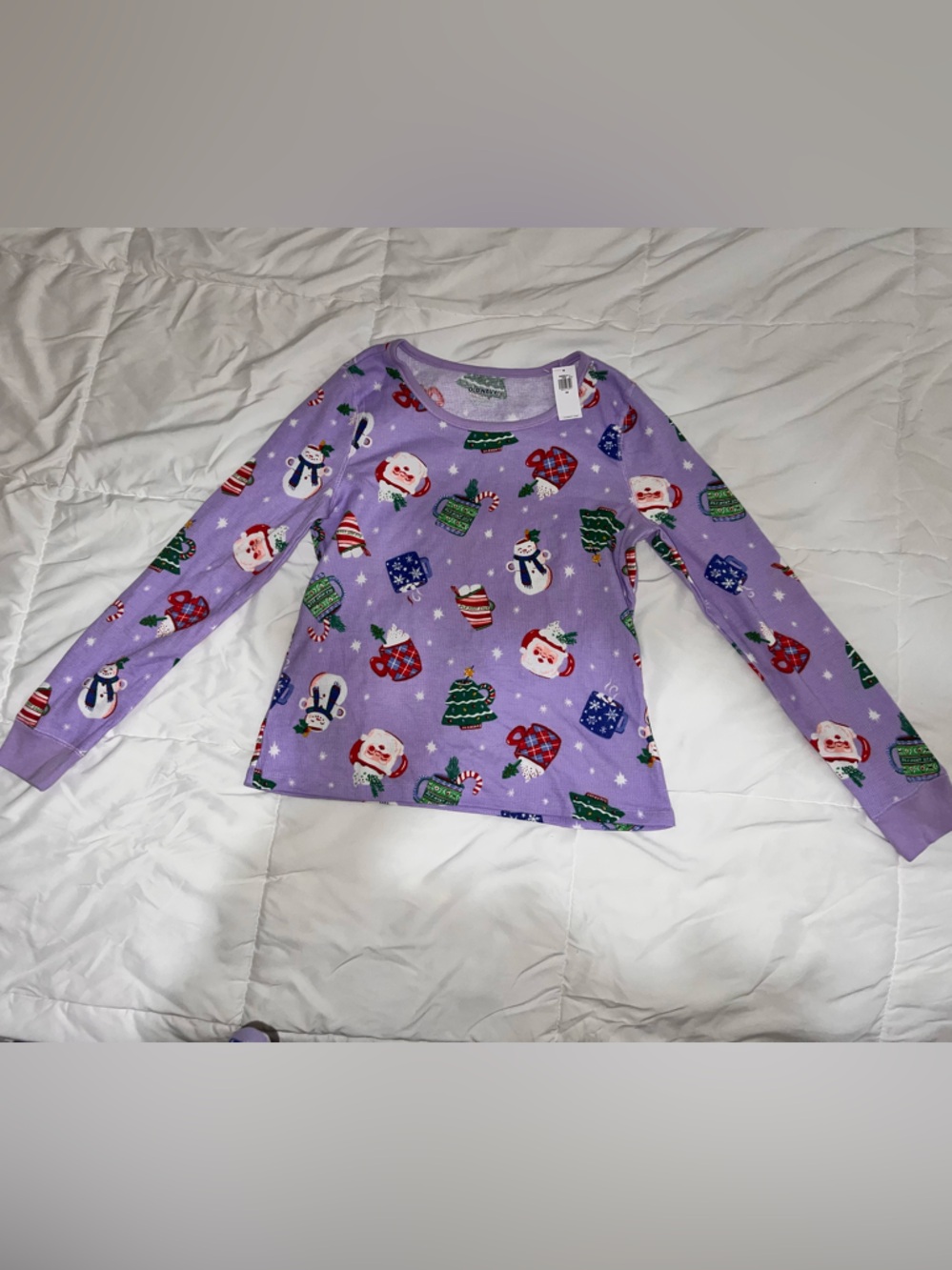 Old Navy Lavender Holiday Sleep Top with Festive Characters